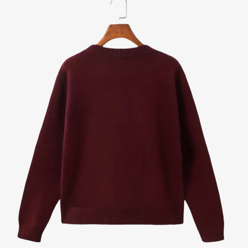 New Women's Burgundy Adorable Graphic Teddy Bear Knit Sweater Soft & Cozy XXL - Picture 3 of 10